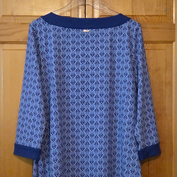 Cabana Life XL Blue Floral Print 3/4 Sleeve Dress with Pocket New - Picture 7 of 8